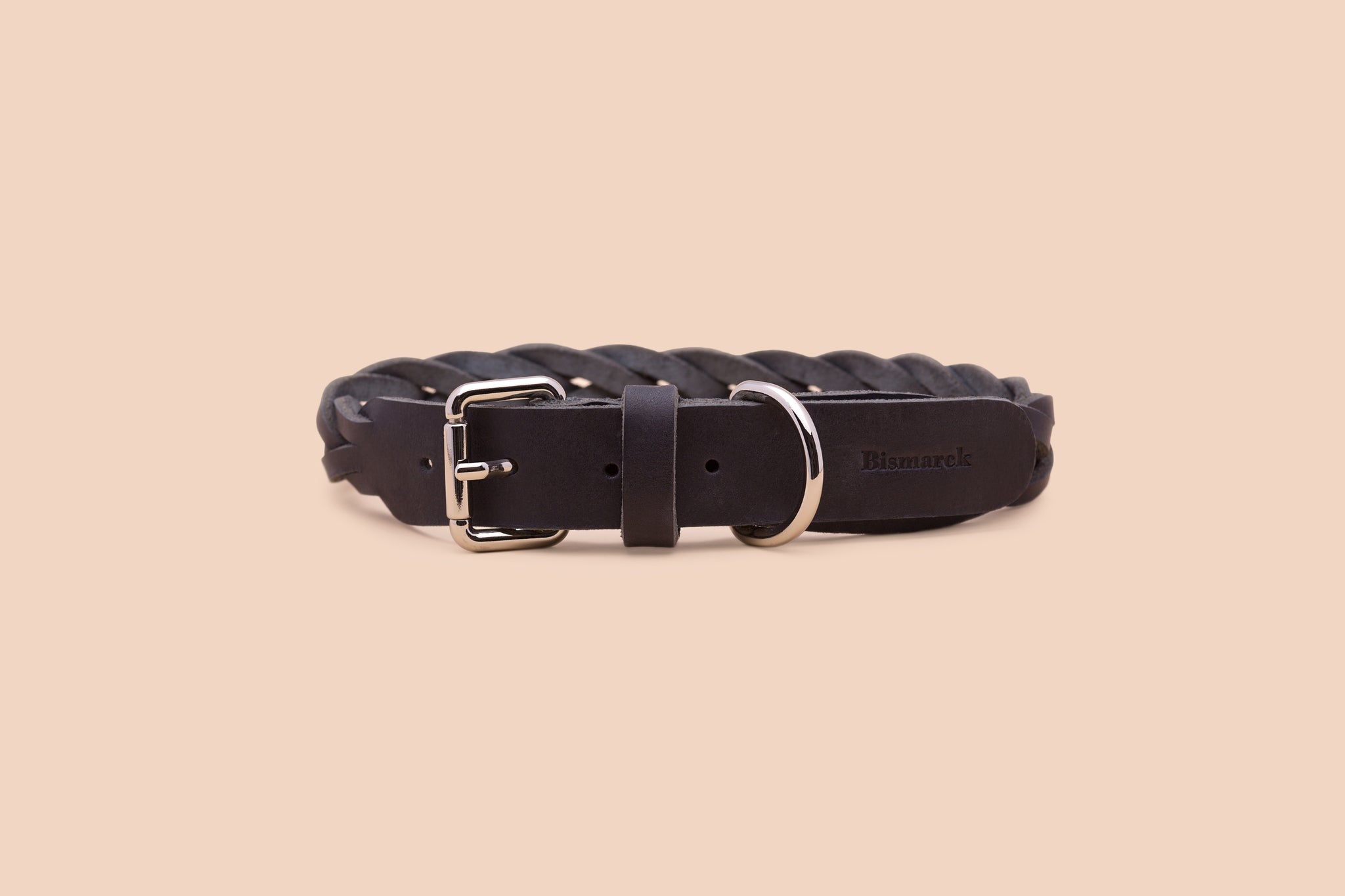 Plaited Leather Collar in Black