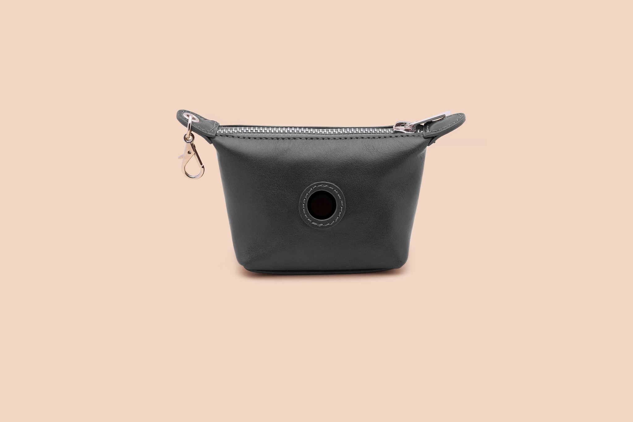 Kotbeutelspender aus Leder in Schwarz