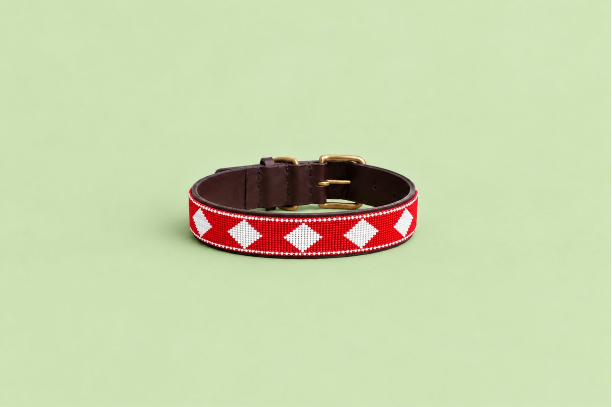 Beaded Collar | Red & White