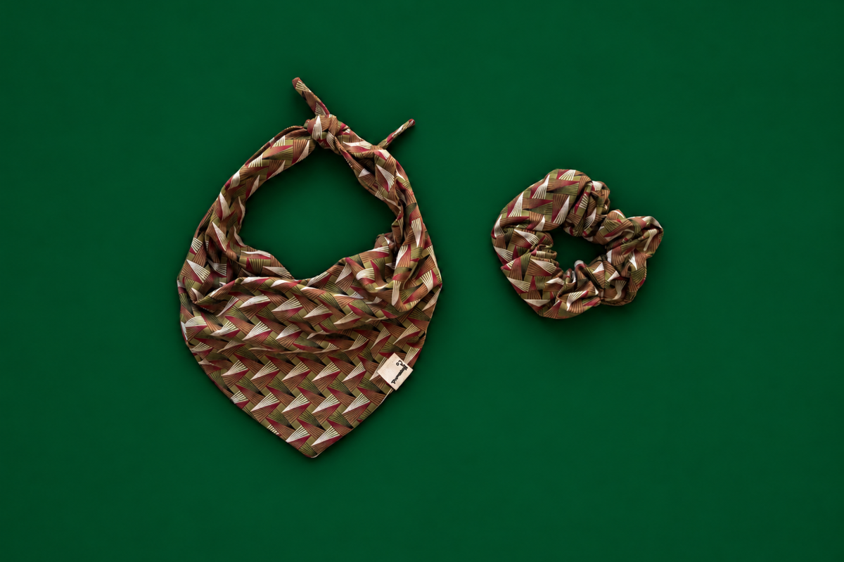 Bandana & Scrunchie in Tannengrün