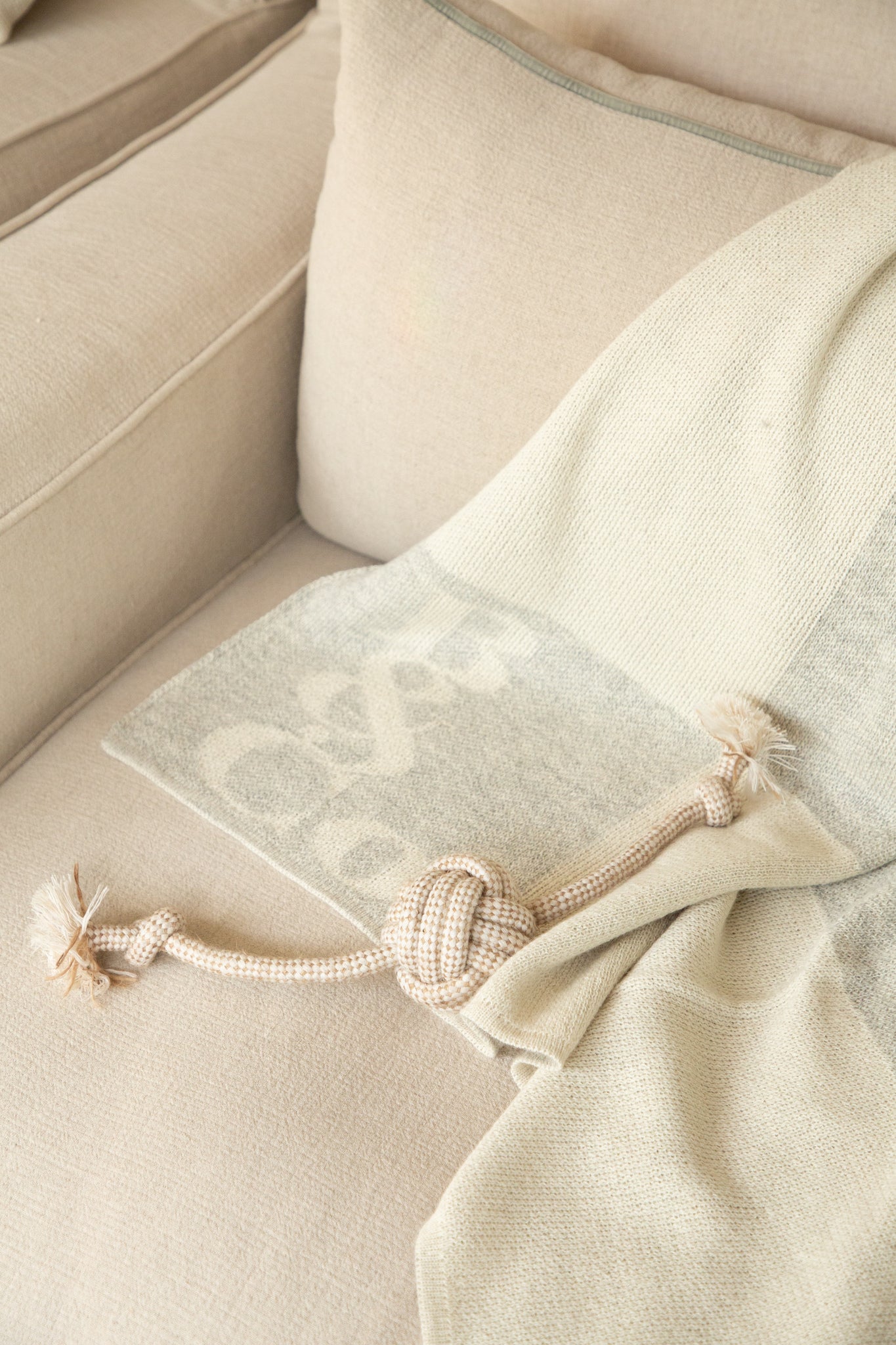 Alpaca Blanket in Soft Grey & Cream