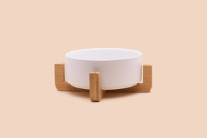 Ceramic Bowls with Wooden Stands
