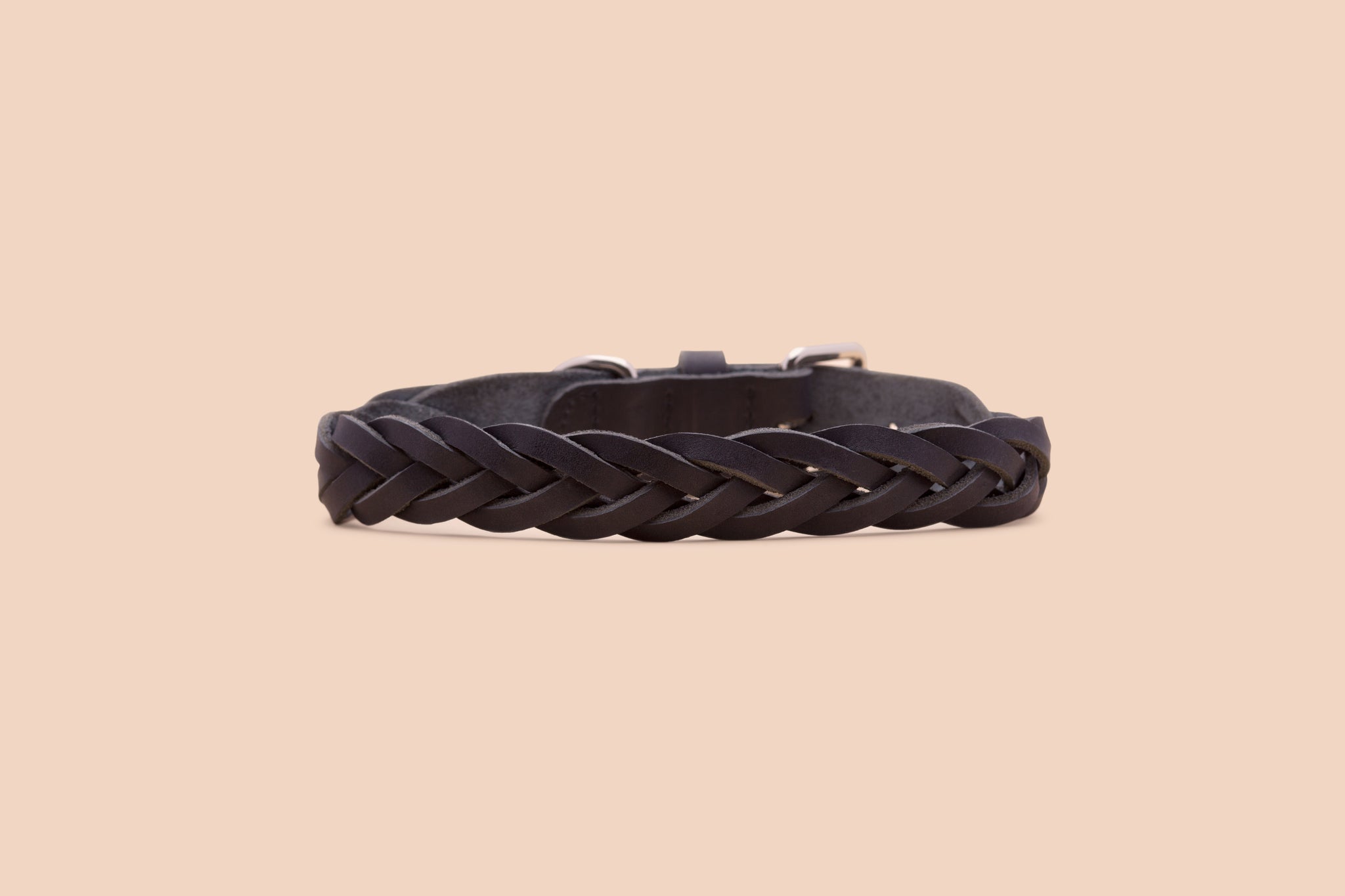 Plaited Leather Collar in Black