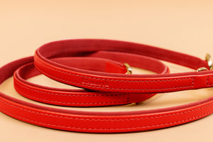 Apple Leather Leash in Festive Red