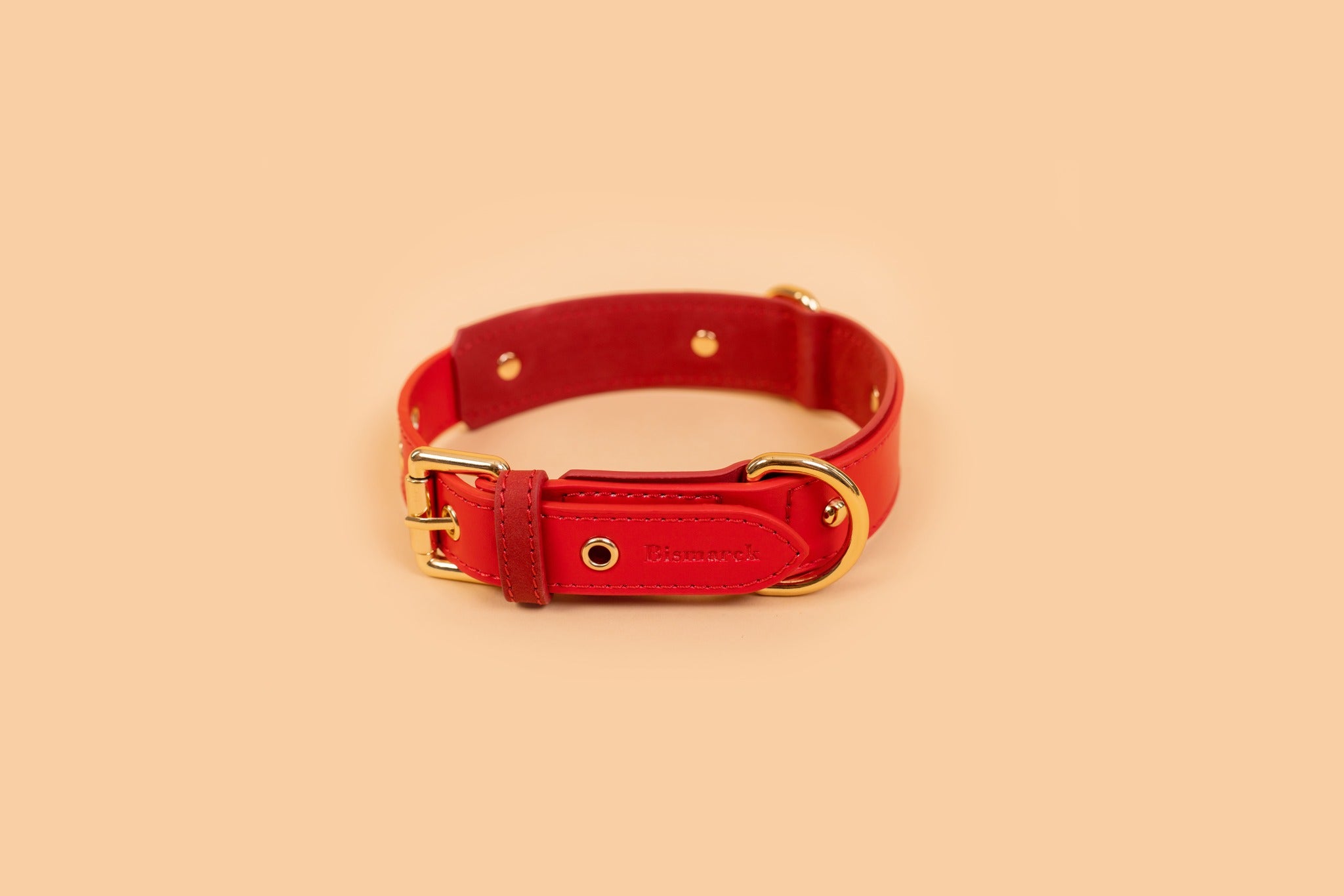 Apple Leather Collar in Festive Red